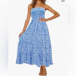 ZESICA Women'sSummer Bohemian Floral Printed strapless dress size L